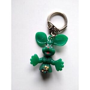 Topo Gigio Rosie Figure Keychain Ed Sullivan TV Show Green Mouse 1960's Mom Dad